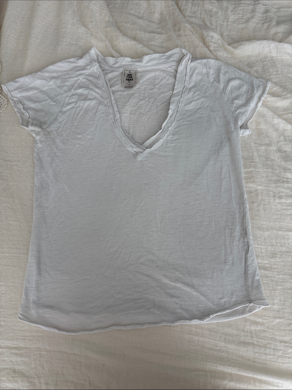 We The Free White V-Neck Short Sleeve Tee